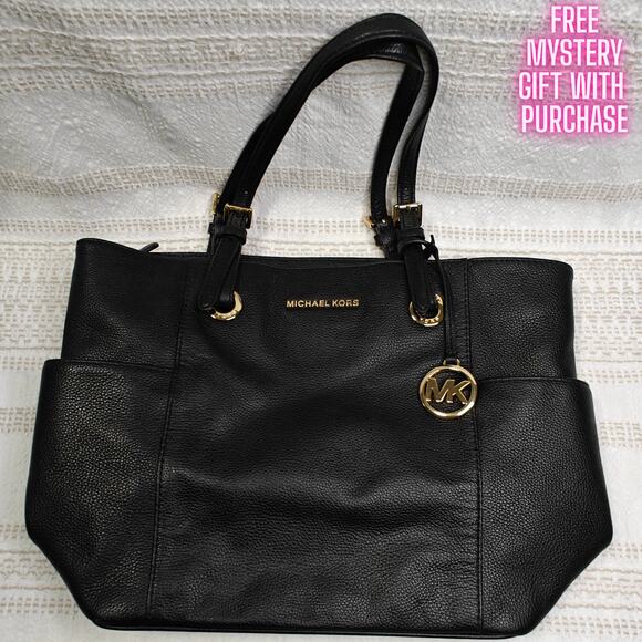 Michael Kors Jet Set Saffiano Leather Tote Black Gold Hardware – Barely Used - Picture 1 of 7